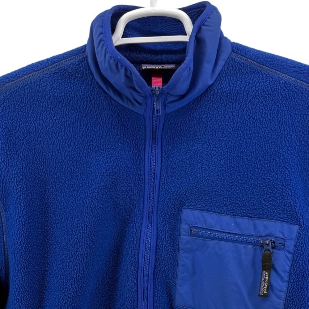 Patagonia Vintage Synchilla Full Zip Fleece Jacket Blue Made in USA Womens 14